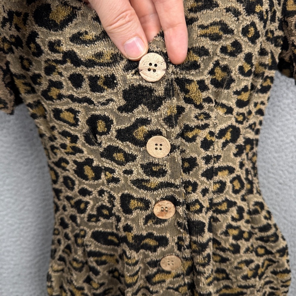 Free People Romper Women XS Brown Leopard Cheetah Print Jumpsuit Terrycloth Boho - Picture 6 of 14